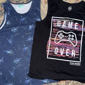 Boys Tank Top Bundle 365 Kids Dinosaur & Wonder Nation "Game Over" 10/12